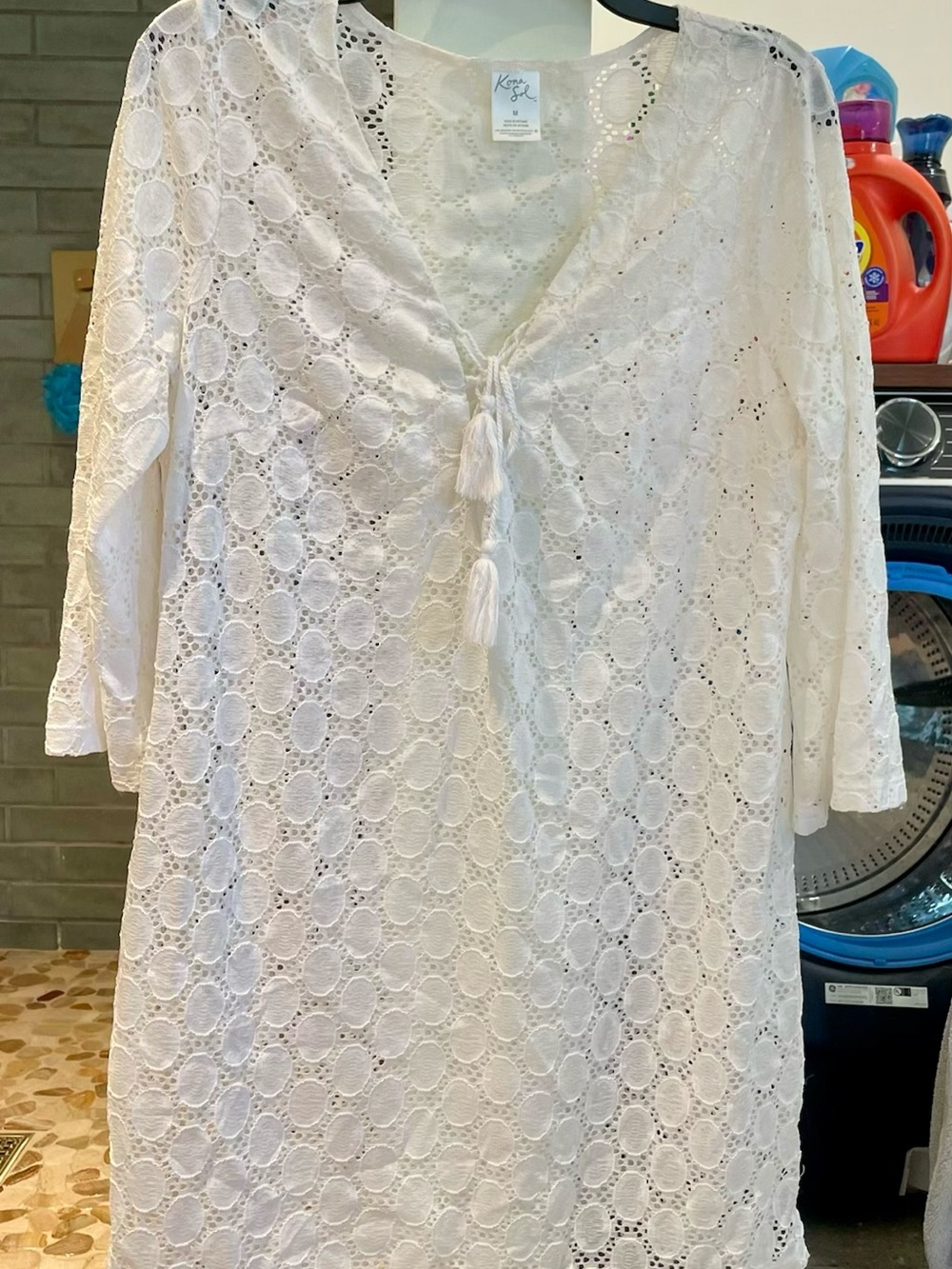 Kona Sol White Crochet Lace Beach Cover Dress Size Small